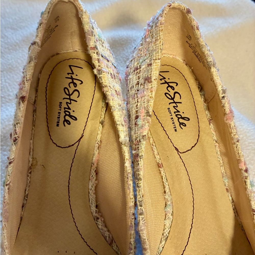 Life Stride Boucle Tweed “Parigi” Pastel Heels White Cream Multi EUC 8 Spring - Picture 5 of 7